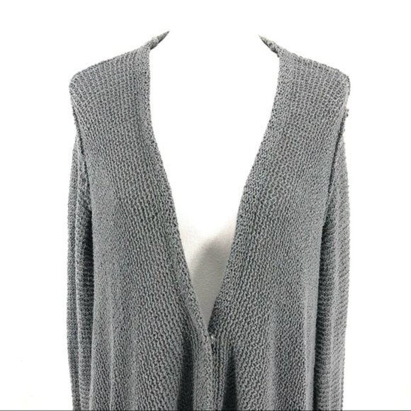 Free People Gray Cotton-Rayon Blend Snap Button Closure Knit Cardigan - Picture 2 of 10